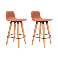 Kit 2 Banquetas Baixa Linea Aço Preto Assento Terracota