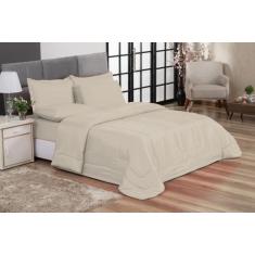 Cobre Leito Quality Dupla Face Queen 210x240 cm Bege Casa Dona