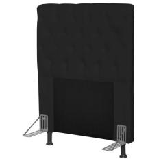 Cabeceira Cama Box Solteiro 90cm Cristal material sintético Preto - JS
