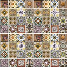 Papel Parede Azulejo Português Tons Marrom Cozinha Lavatório - LRP