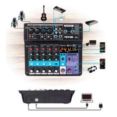 Mesa De Som 6 Canais Mixer Áudio Usb Smart Profissional A6 Conjunto In