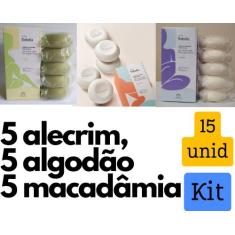 Kit 3 caixas de sabonete Alecrim, Algodão e Macadâmia - Total 15 unida