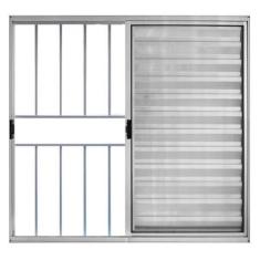 Janela de Alumínio Brilhante Veneziana de Correr 3 Folhas Com Grade Ha