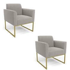 Poltrona Sala Estar Industrial Dourado Kit 2 Marisa Bouclê D03 - D`Rossi