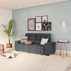 Sofá Retrátil e Reclinável 3 Lugares Barbie Suede Grafite