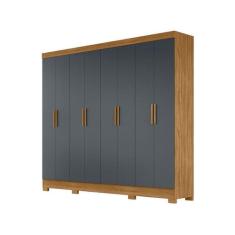 Guarda Roupas Casal 8 Portas 4 Gavetas Diplomata Moval Freijó / Cinza 