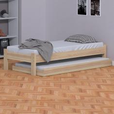 Cama Japonesa Solteiro Com Auxiliar Madeira Maciça Crua Nemargi