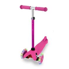 Patinete Rosa c Rodas de LED Infantil Altura Ajustável 3 Rodas