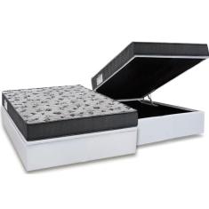 Cama Box Baú Casal: Colchão Ortopédico Ortobom D33 / EP ISO 100 Ultra Firme + Base CRC Courano White(138x188)