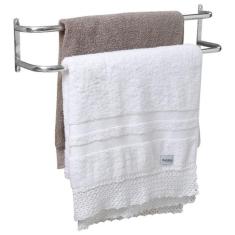 Porta Toalhas Toalheiro Duplo Para Porta Ou Parede 60cm - MetalCromo