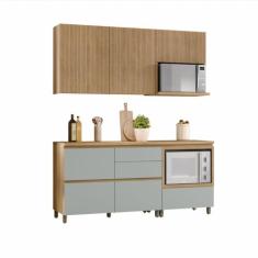 Cozinha Rainha com 4 Peças 4 Portas 5 Gavetas Ripado em MDF 190cm de L