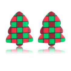 MAQVQLU Brincos de Natal para mulheres, enfeite de Natal, guirlanda torcida, brincos de argola de Natal, vermelho, verde, colorido, brincos de argola de pressão, brincos de Natal para meninas, Metal, Sem pedra preciosa