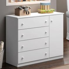 Cômoda Infantil 4 Gavetas 1 Porta Elisa  Branco
