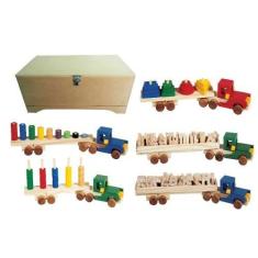 Brinquedos Educativos - Baú Carreta Didáticas 5 Carretas - Sonho de Cr