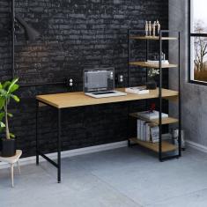 Escrivaninha Industrial Com Estante 4 Prateleiras 150cm Active Yescasa Mel