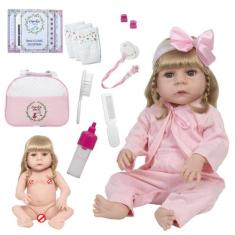 Boneca Tipo Reborn Menina Linda Cabelo Longo Pode Molhar - Cegonha Reb