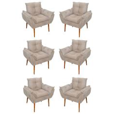 Kit 06 Sofás 1 Lugar De Luxo Opala Sala, Quarto Suede Cor:bege