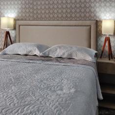 Cabeceira Cama Casal Sevilha Diamond Com Tachas Linho Bege 60 RBL