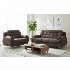 Conjunto Sofá 2 e 3 Lugares Linoforte Mercury Revestido em Tecido Suede Encosto Fixo