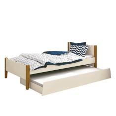 Bicama Solteiro Simba com Pés Amadeirado e Colchões D20 e D33 - Reller Móveis
