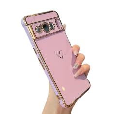ZTOFERA Capa projetada para Google Pixel 8 Pro de 6,7 polegadas, estampa de corações de amor com borda de revestimento fofo com proteção de lente de câmera, capa de telefone para meninas e mulheres,