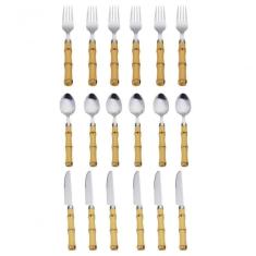 Faqueiro Bambu 18 Peças Classic Inox E Plastico - Mimo Style