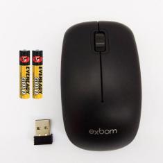 Mouse Sem Fio Com Pilha Alcance de 10 Metros MS-S22 Preto - Exbom