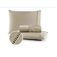 Roupa de Cama Casal Queen Size Jogo Lençol 400 Fios Micropercal 3 Pçs 
