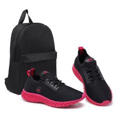 Kit Tenis Feminino Caminhada Academia Treino Leve + Mochila Basica-Feminino