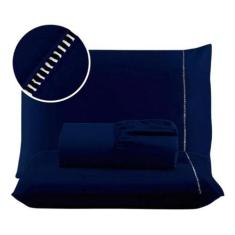 Jogo de Lençol 03 Peças 400 Fios Cama Casal Micropercal Ponto Palito -