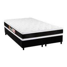 Cama Box King: Colchão Espuma D45 Castor Black e White air Double Face + Base crc Suede Black(193x203)