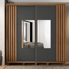 Guarda Roupa Com Espelho Treviso Cinamomo Grafite