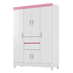 Guarda Roupa Casal Ecom Ii 6 Portas E 2 Gavetas Branco Rosa - Demóbile Branco Rosa