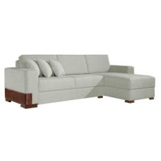 Sofá 4 Lugares com Chaise Bretanha Cinza - Keva