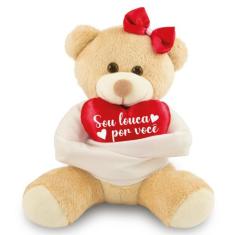 Urso de Pelúcia Louco Por você 25cm Anti-alérgico - Toybrink, Caramelo