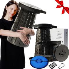 ALEVMOOM Banqueta dobrável de 50 cm atualizada, portátil, peso máximo de 453 kg, resistente, banco dobrável retrátil com almofada para adultos para pesca ao ar livre, caminhadas, churrasco