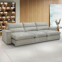 Sofá 5 Lugares Martinho Retrátil 20587 Boucle Gelo - Celflex, Bege