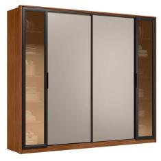 Guarda Roupa Casal Laredo Nogueira Nude Prime TX Flex com Vidro Reflec