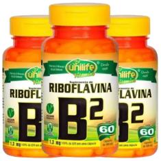 Vitamina B2 Riboflavina Vegana 60 Caps De 500Mg Kit Com 3