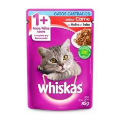 Ração Úmida Whiskas Sachê Carne ao Molho para Gatos Adultos Castrados 
