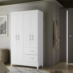 Guarda Roupa Solteiro 4 Portas 2 Gavetas Flex Mobi Albatroz, Branco Fo