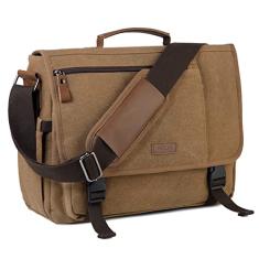 Bolsa Mensageira, VASCHY Bolsa Masculina Maletas de Lona 15,6 Polegadas Bolsa para Laptop Bolsa Transversal Bolsa Escolar Bolsas de Computador para Trabalho Escritório Feminino