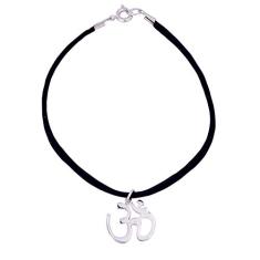 Pulseira camurça com Om 18mm - Sunshine Cristais Cor:Prata