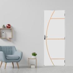 Kit Porta de Madeira Decorada 215x85cm com Batente de Aço 06cm Gaúcha MGM Branco