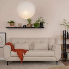 sofá 3 lugares piacenza linho bege 202 cm