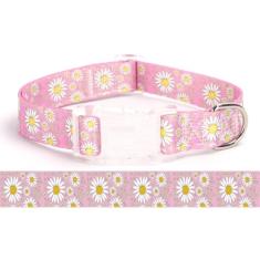 Pimaodog Coleiras de cachorro para meninas com padrões de margaridas, coleira rosa fofa para cães fêmeas, coleiras ajustáveis macias e duráveis para gatos filhotes PP cães pequenos médios grandes