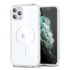 oakxco Capa magnética transparente para iPhone 11 Pro Max compatível com Magsafe, fina, fina, transparente, não amarela, amortecedor de silicone macio Hybird e capa protetora de plástico rígido para