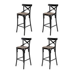 Kit 4 Banquetas Katrina a Fazenda em Aço Preto