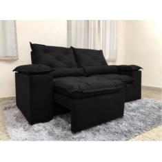 Sofá Retrátil e Reclinável 2,00m em Tecido Veludão C/ Pillow nos Braço