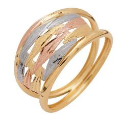 Anel Ouro 18k Tricolor Feminino Mattone - Meu Anel, 16